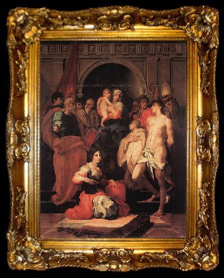 framed  Rosso Fiorentino Madonna Enthroned and Ten Saints, ta009-2